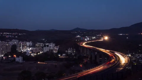 Timelapse - Light trails of vehicles on a Highway 4K30 Stock Footage 271195376