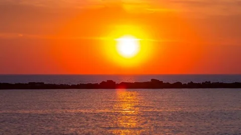 Timelapse of Lighthouse in Lorain Ohio on Lake Erie at Sunset Stock Footage 81439541