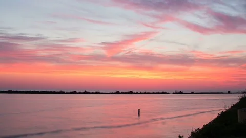 Timelapse of Lighthouse in Lorain Ohio on Lake Erie at Sunset Stock Footage 81444556