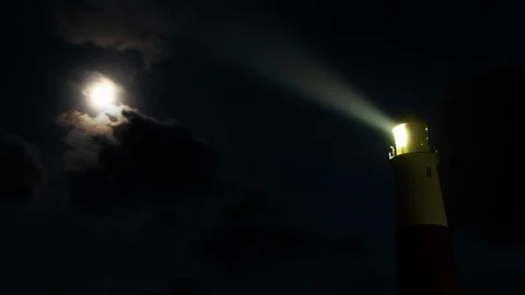 Timelapse of a lighthouse at night Stock Footage 99870759