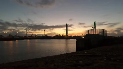 Timelapse of the lighthouse in the port of Dunkerque Stock Footage 165046437