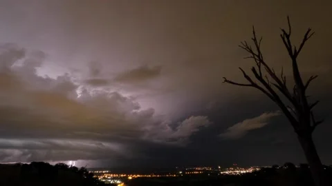 Timelapse Lightning Huon Hill Stock-Footage 341782902