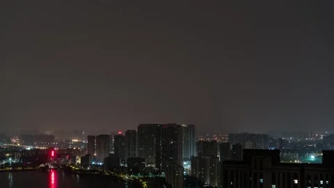 Timelapse of Lightning Over City Skyline Stock Footage 326698216