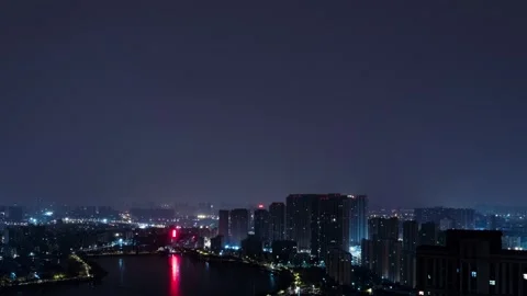 Timelapse of Lightning Over City Skyline Stock Footage 326698289