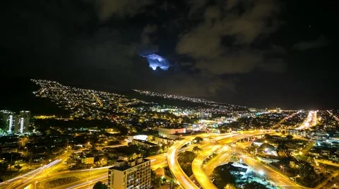 Timelapse of Lightning Storm in Honolulu Video stock 39983282