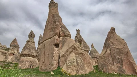 Timelapse of limestone rock formation in Cappadocia, Goreme, Turkey Stock Footage 61788150