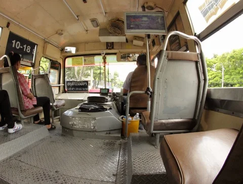 Timelapse of the line 24 bus driving through suburban bangkok [panning] Stock Footage 87282168