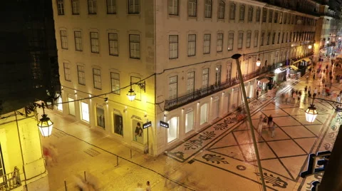 Timelapse Lisbon, Baixa at night Stock Footage 40627388