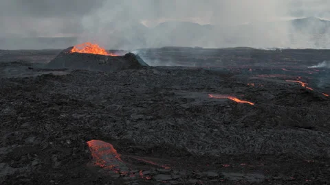 Timelapse of Litli Hrutur Eruption Stock Footage 248242074