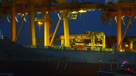 Timelapse of loading container on port,Thailand Stock Footage 68077287