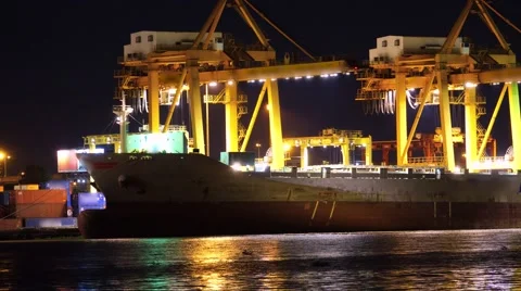 Timelapse of loading container on port,Thailand Video stock 68077377