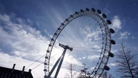 Timelapse London Eye Silouette Cloudy Stock Footage 84337819