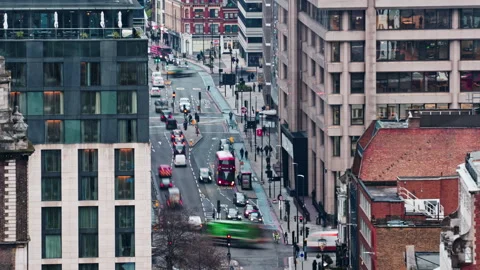 Timelapse of London's Financial District with Bustling Streets and Activity Stock Footage 331210589