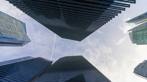 Timelapse look up to sky with skyscraper office building highrise in metrop.. Stock Footage 236080696