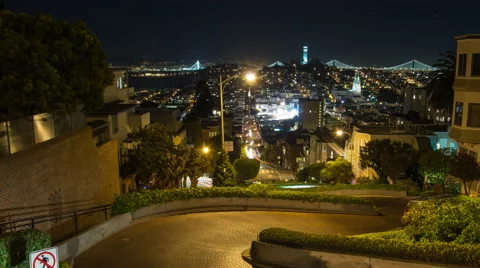 Timelapse looking down Lombard street in San Francisco centered Stock Footage 47458246
