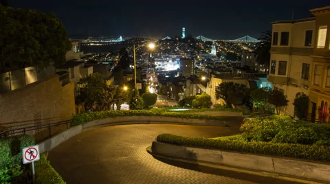 Timelapse looking down Lombard street in San Francisco centered Video stock 47458672