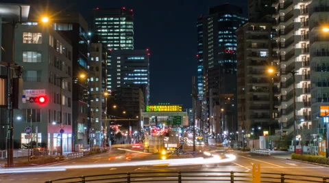 Timelapse looking down Yamate Dori in Tokyo towards Shinjuku and Nakano zoom out Video stock 47459752