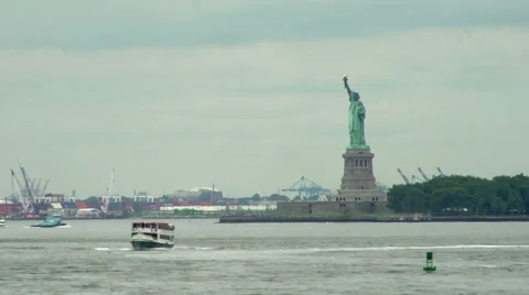 A timelapse looking out at the Statue of Liberty. Stock Footage 44102880