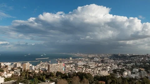 Timelapse looking over Algiers city Stock Footage 89910651
