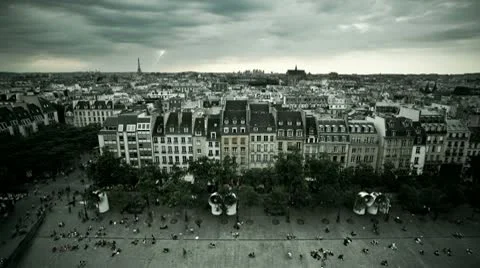 Timelapse looking over Paris with Eiffel tower Stock Footage 10571313