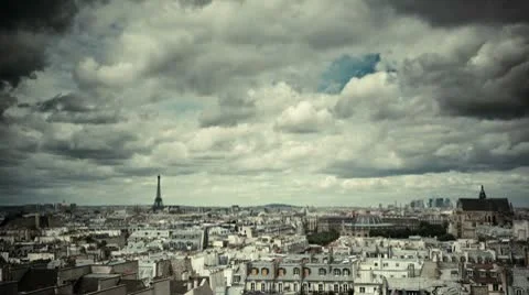 Timelapse looking over Paris with Eiffel tower Stock-Footage 10586598