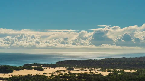 Timelapse looking over Sand Dunes on Fraser Island to the Ocean Stock-Footage 157497042