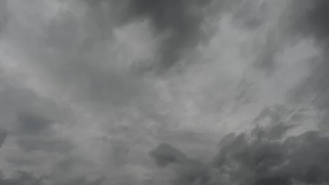 Timelapse looking up at a sky filled with gray colored rain clouds as they move Stock Footage 310887646