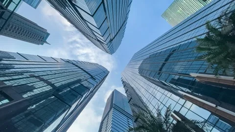 Timelapse of low angle view of skyscrapers office building Stock Footage 318896890