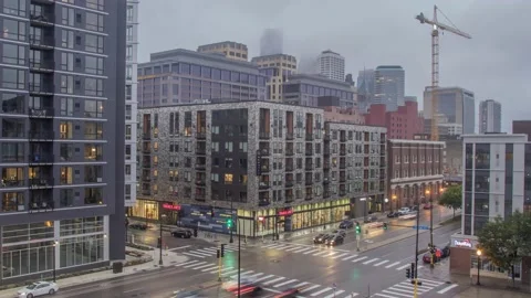 A Timelapse of Low Clouds over Downtown Minneapolis Video stock 144399722