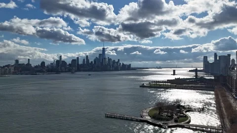 Timelapse of Lower Manhattan  on Windy variably cloudy day Stock Footage 294994167