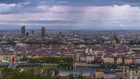 Timelapse lyon from day to night 스톡 동영상 127293458