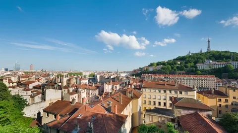 Timelapse of Lyon in a summer day Stock Footage 74611737