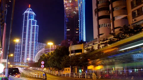 Timelapse of Macau at night . Stock Footage 35190128