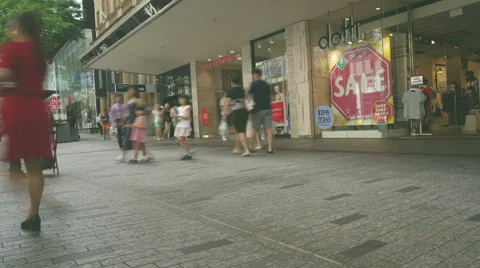 Timelapse Magic Show at Queen Street Mall , Brisbane City 4K Stock Footage 61632654