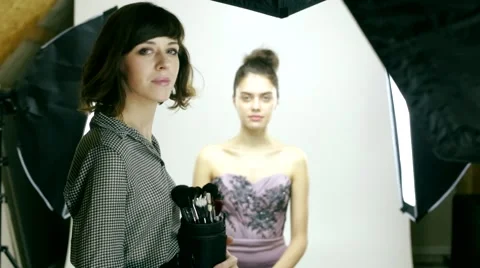 Timelapse of makeup in studio Stock Footage 59964806
