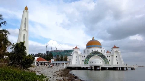 Timelapse of Malacca Straight Mosque Stock Footage 121198251