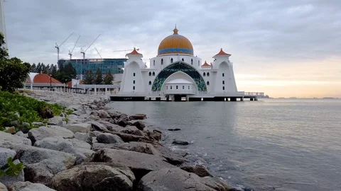 Timelapse of Malacca Straight Mosque Stock Footage 121198272