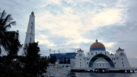 Timelapse of Malacca Straight Mosque Stock Footage 121198296