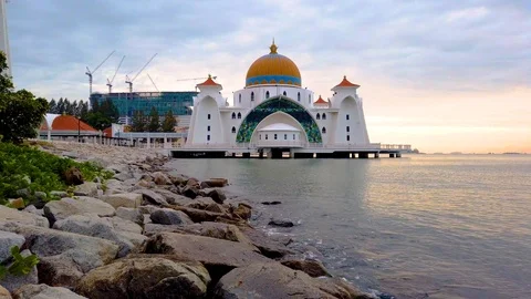 Timelapse of Malacca Straight Mosque Stock Footage 121198428