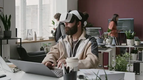 Timelapse of Male Developer Working on Virtual Reality Project at IT Startup Stock Footage 285704872