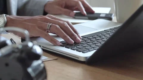 Timelapse man hands typing on laptop computer keyboard Stock Footage 54636583