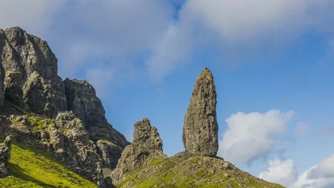 Timelapse of Man of Storr cloudy day Stock Footage 127471306