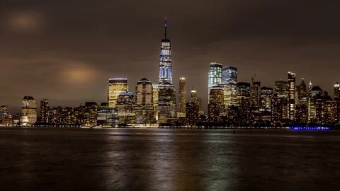 Timelapse Manhattan by night Stock Footage 95133078