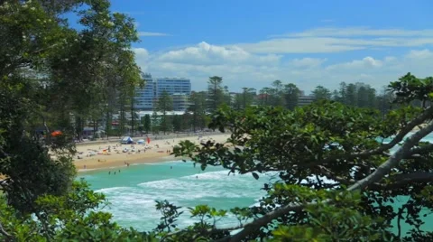 Timelapse manly beach wide sunny australia Stock Footage 68709600