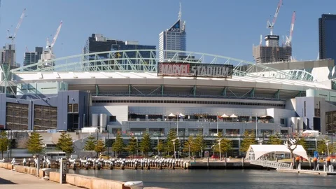 Timelapse of Marvel Stadium from Docklands Stock Footage 115693749
