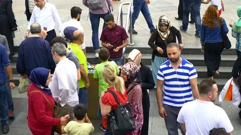 Timelapse Masses people shops at square Stock Footage 69925095