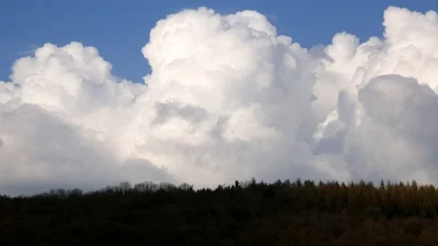 Timelapse - Massive clouds behind the horizon of a forested hill Stock Footage 134162323