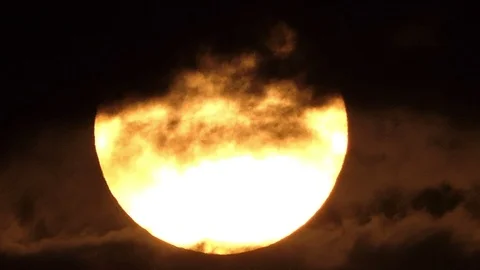 TIMELAPSE Massive storm clouds covering rising sun Sunrise Stock Footage 90750000