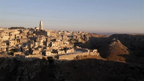 Timelapse of Matera, Italy - Sassi of Matera from Belvedere of Murgia Timone Stock Footage 119106922
