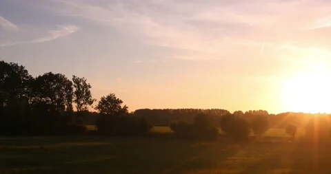 Timelapse of a meadow in the Netherlands in summer during sunset Stock Footage 143676498